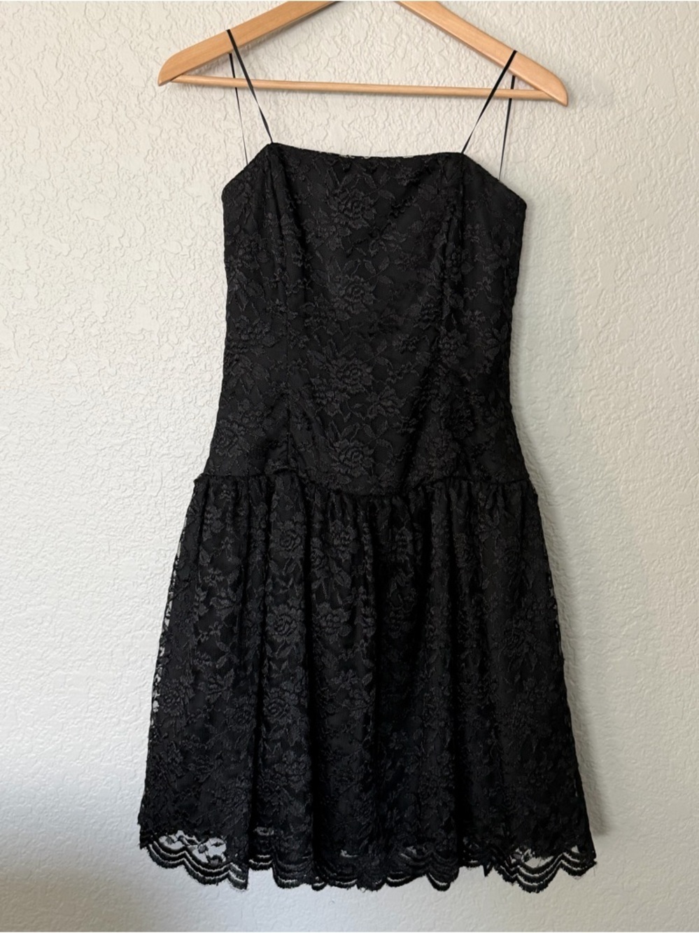 As U Wish Black Lace Spaghetti Strap Mini Dress